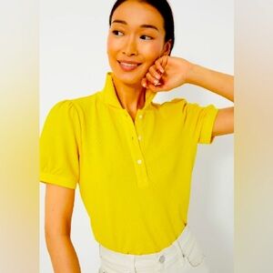 NWT! Tuckernuck - Yellow Pique Puff Sleeve Peggy Polo - M